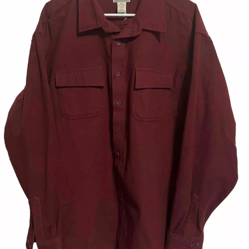 LL Bean Chamois Maroon Long Sleeve Shirt Flannel Mens XXL Tall